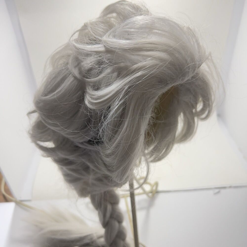 Gray Feathered Top Synthetic Hair Long Braid Character Costume Psycho Fitted Wig